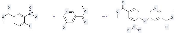 Methyl 5-hydroxynicotinate can be used to produce 5-(4-methoxycarbonyl-2-nitro-phenoxy)-nicotinic acid methyl ester at the temperature of 20 °C